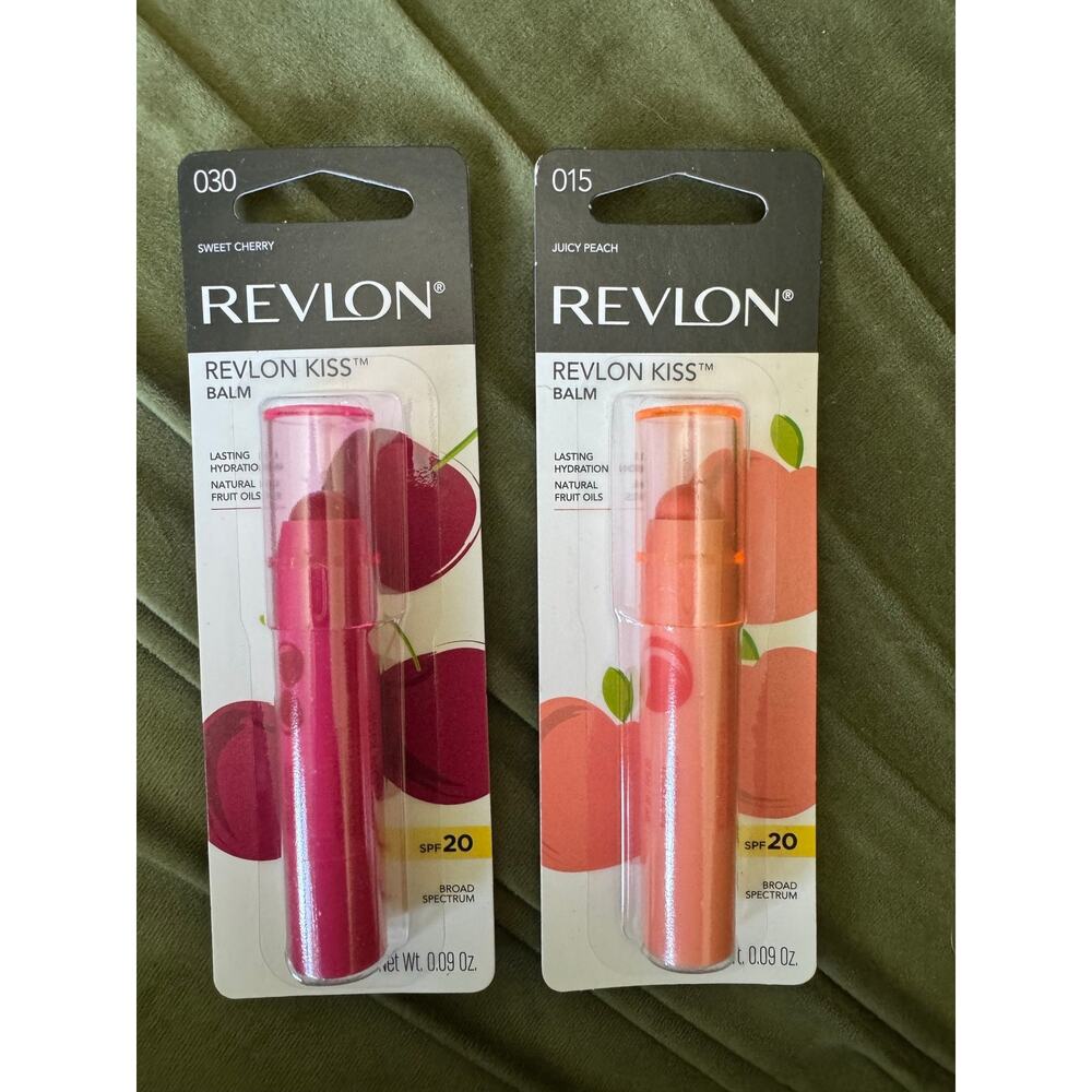 New Revlon Kiss Balm SPF 20 Lot Juicy Peach Sweet Cherry (Retail $15)
